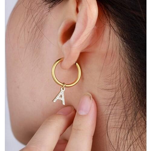 Personalized Gift Idea Initial Earrings Bridesmaid Gifts A-Z Letter Hoop Earrings Gold Dainty Gold Hoops Letter Earrings for Her