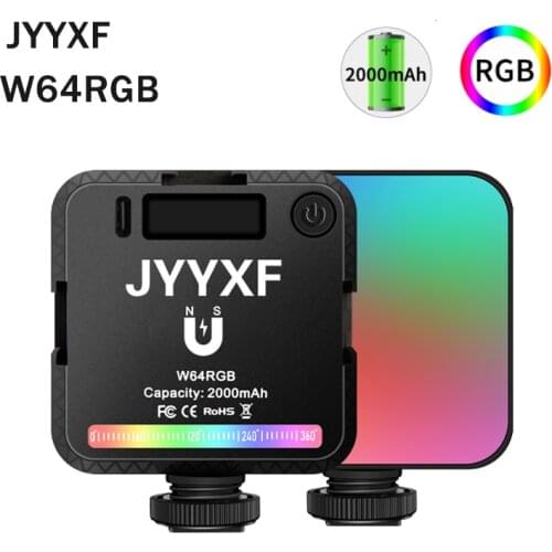 JYYXF W64 RGB LED Video Light Photographic Lighting 2000mAh Portable Pocket Vlog Fill Light Smartphone soft light VS ulanzi VL49
