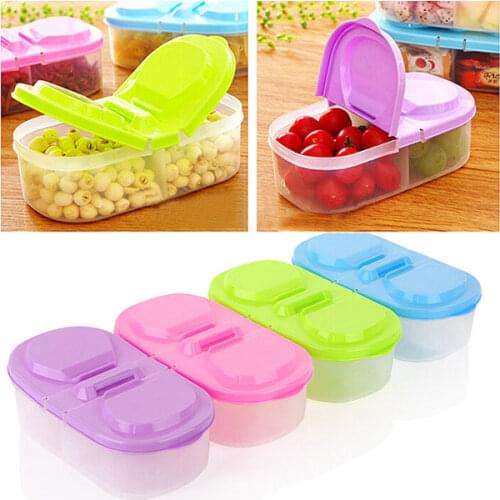 1PCS Plastic Fruit Storage Box 2 Lattices Sealed Crisper Grains Tank Kitchen Sorting Food Container Box Colorful -30