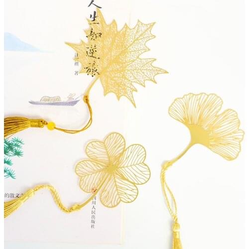 Metal Leaf Bookmarks Chinese Style Art Students Supplies Brass Leaf Bookmarks Gifts School Suppliies