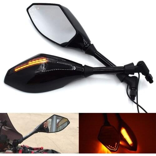 Motorcycle Rearview Mirrors Black With LED Turn Signal Integrated Mirrors For Yamaha FZ1 FAZER FZ6R FZ8 XJ6 FZ6 MT-07 09 FZ-09