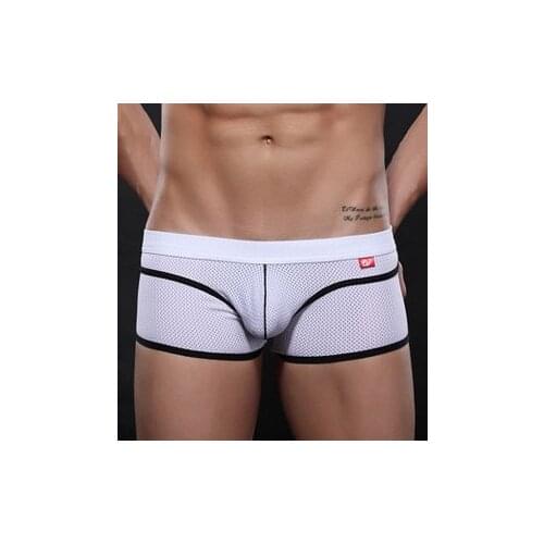 WJ Brand Underwear Mens Boxer Sexy Bulge Pouch Enhancer Breathable Mesh Gay Male Underpants Cuecas Shorts Good Quality B22