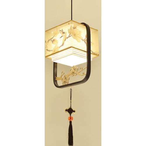 New Chinese style chandelier entrance porch corridor restaurant pendant lamp study balcony bedroom light cloth hanging lamp