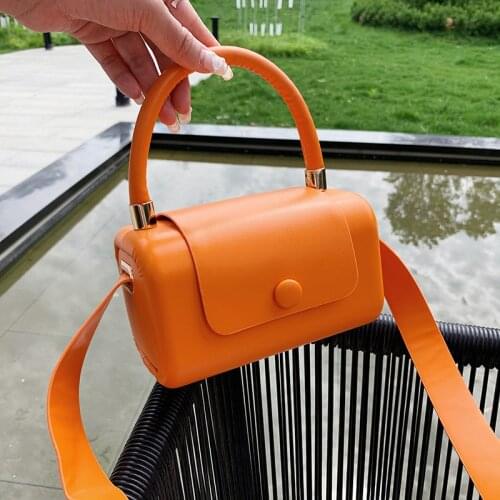 Solid color Square Small Tote bag 2021 Summer New High-quality PU Leather Womens Designer Handbag Chain Shoulder Messenger Bag