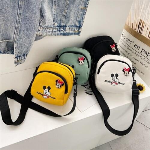 Original Disney Cartoon Anime Mickey Mouse Canvas Shoulder Bags Cute Fashion Girls Handbags Minnie Messenger Bag Girls Gifts