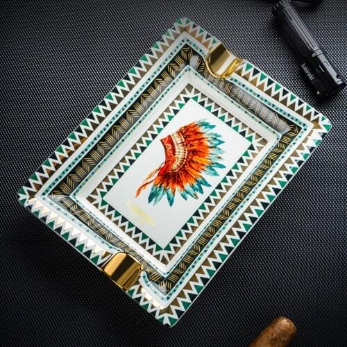 LUBINSKI Ceramic Square Cigar Cigarette Ashtray Holder 1 Slot Table Ash Tray Ashtray Outdoor Tobacco Smoking Tool For Cohiba