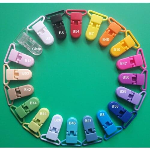 Mix 20 Colors 5pcs 25MM Ribbon Gap Sutoyuen Plastic Bab Pacifier Clips MAM Dummy Soother Toy Chain Holder Suspender Clips