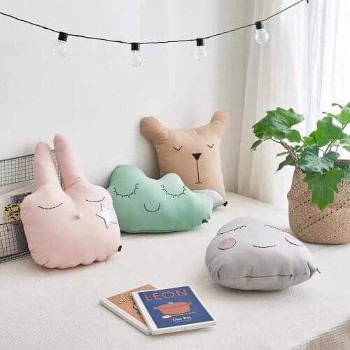 Nordic Kids Room Nursery Decor Cloud Bear Pillow Cushion Plush Stuffed Cotton PU Covered Pillows Baby Boy Girl Bedroom Decor
