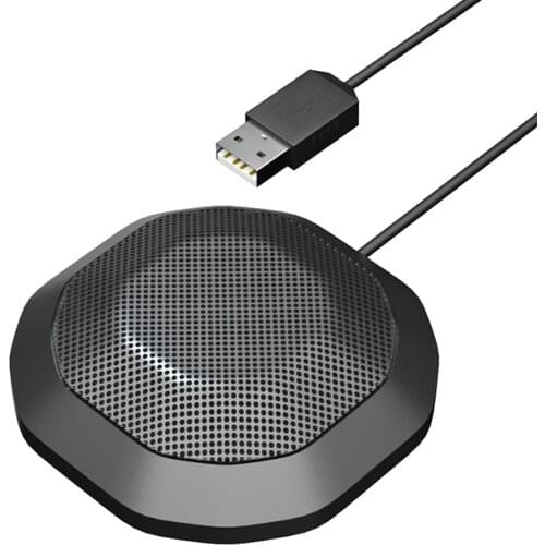 Portable 3.5mm USB Conference Microphone 360° Omnidirectional Condenser Computer PC Mic for PC Laptop Video Conference Chatting