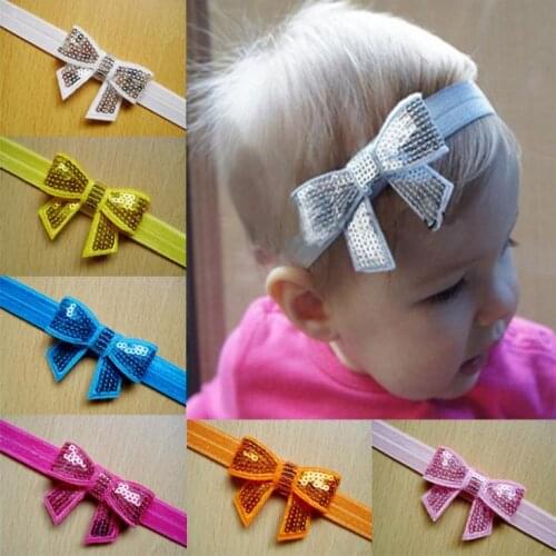 Wowsorie Headbands 2018 Toddler Infant Newborn Headbands Children Fashion Sequin Boutique Bright Hair Bow Hair Accessories
