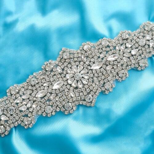 Belt Rhinestone DIY Sash With Pearls Trim For Wedding Dresses Accessories Handmade Crystal Applique Bridal Wholesale S115