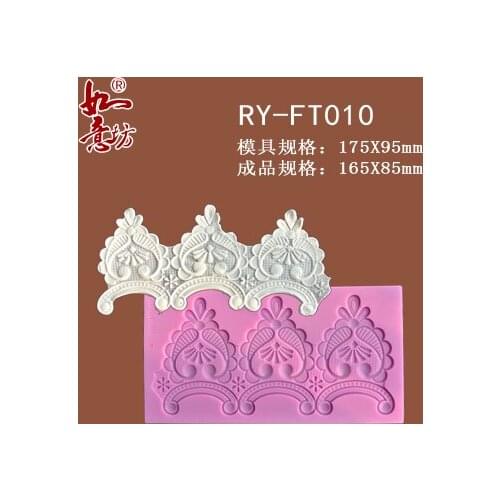 Ry-ft010 Food grade silicone mould 17.5x9.5cm flower vine sugar lace mat decoration for cupcake baking ware sugar craft mold
