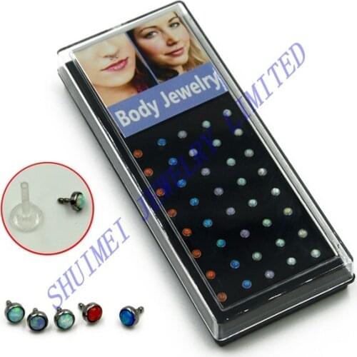 40pcs Opal Crystal Ear Tragus Monroe Flexible Bio Acrylic Lip Labret Barbell Earring Piercing Bars Stud Ring Jewelry 16g