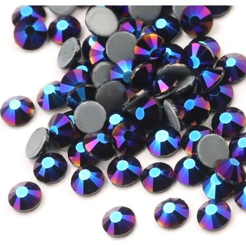 QIAO Retro blue Iron on Stone AAA Rhinestone Flat Back Hot Fix Rhinestones Crystal Glass Garment Wedding Dress Gem