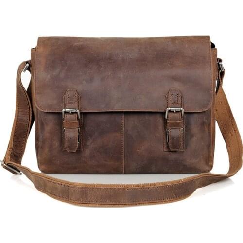 Genuine Leather Bags Men Natural Cow Leather Crossbody Bags Mens Travel Shoulder Bags Tote 15.6 inch Laptop Briefcases Handbags