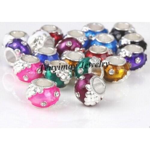 Grape Design European Charm Beads Crystal Enamel Loose Beads For DIY 50pcs Free Shipping