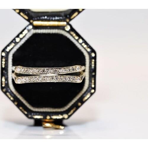 Vintage Original 9k Gold Natural Diamond Decorated Pretty Band Style Ring