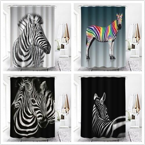Zebra Cat Lion Tiger Printing Waterproof Bathroom Shower Curtains Home Decor Living Room Bedroom Wall Screen 3D Blackout Curtain