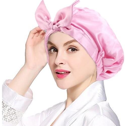 Waterproof Satin Silky Bath Hat Multifunction Adult Women Hair Cover Beauty Salon Makeup Bonnet Bathroom Accessories Kitchen Hat