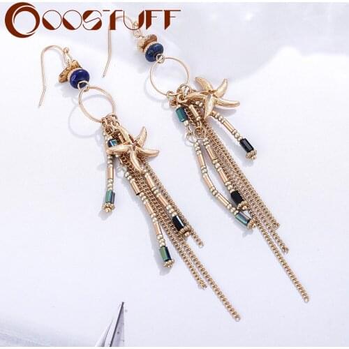Gold Starfish Drop Earrings for Women Vintage 2021 Costume Jewelry Original Wholesale Suspension Pendientes Bohemia Accessories