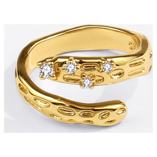 925 Sterling Silver Zircon Ring for Women Irregular Dainty Opening Finger Rings Wedding Jewelry Gifts