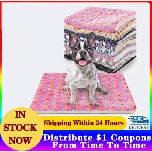 Winter Pet Dog Warm Soft Cushion Print Flannel Cotton Mattress Cats Dogs Mat Puppy Blanket Bed Pads Dog Pillow