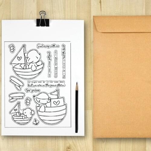 1 Pc Transparent Silicone Sailing Bear Clear Stamps Elegant Card Making Stamps for Card Making Decoration DIY Scrapbooking