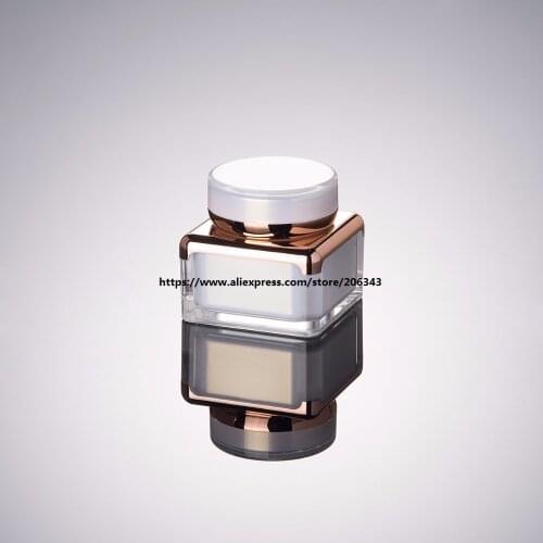 30g pearl white/ gold square shape acrylic jar for day cream/night cream/gel/moisturizer/essence plastic jar packing