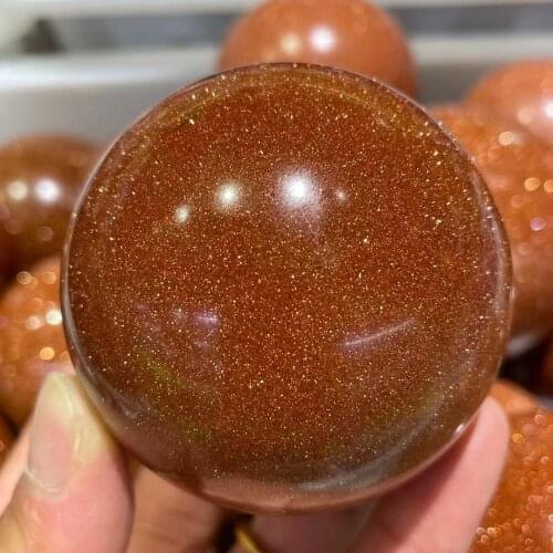 40-100mm natural gold sand quartz crystal ball beautiful crystal ball healing crystal