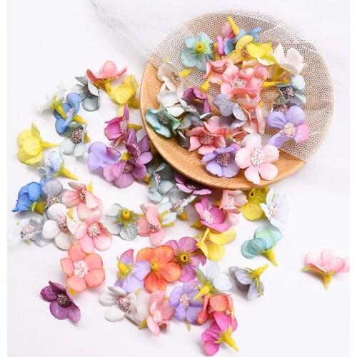 50/100pcs 2cm Mini Daisy Flower Heard Silk Artificial Flower for Wedding Home Decoration DIY Garland Wreath Scrapbooking