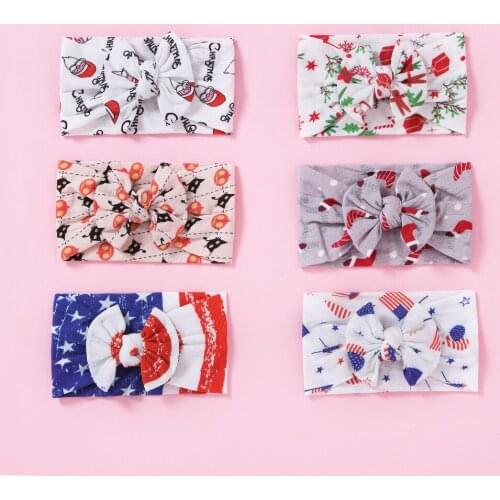 6 Pcs/lot Wholesale High Quality 2021 New Baby Christmas Hair Accessories Bow Headband Children