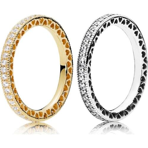 Free Shipping Authentic 925 Sterling Silver Hearts Stackable Rings For Women European Original DIY Jewelry S925 Ring