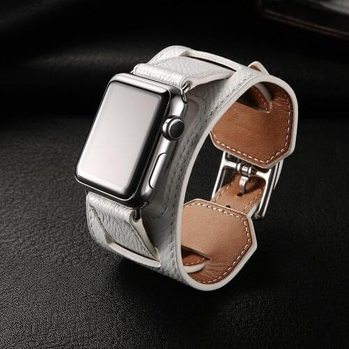 Luxury Real Leather Cuff Bracelet Belt For Apple Watch Band 38mm 40mm 42mm 44mm Apple iWatch Strap Series 2 3 4 5 6 SE With Box