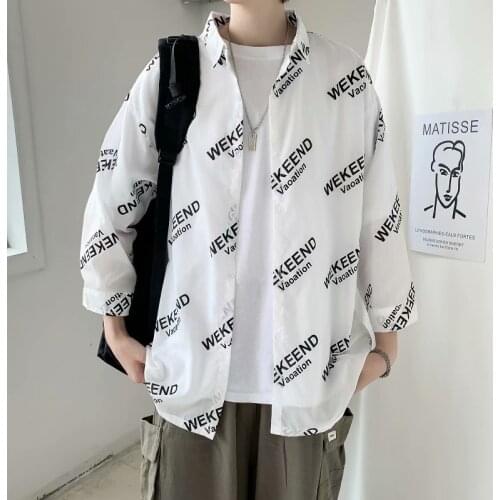 BXyichen summer seven-point sleeve shirt Korean version of the trendy loose tide brand shirt net red wild Hong Kong style jacket