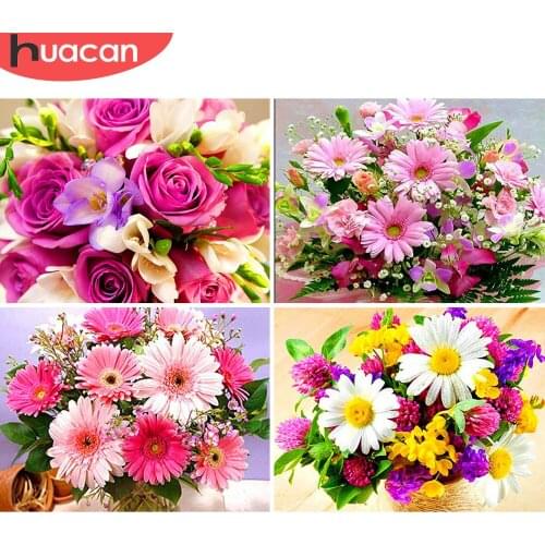 HUACAN 5D DIY Diamond Painting Daisy Flower Full Drill Square Home Decoration Embroidery Picture Handcraft Art Kits