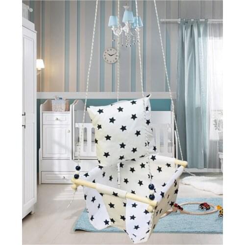 Wood Star Pattern Baby Child Garden Outdoor Indoor Swing Rope Swing 100% Cotton Casual Swing Hammock Seat Picnic