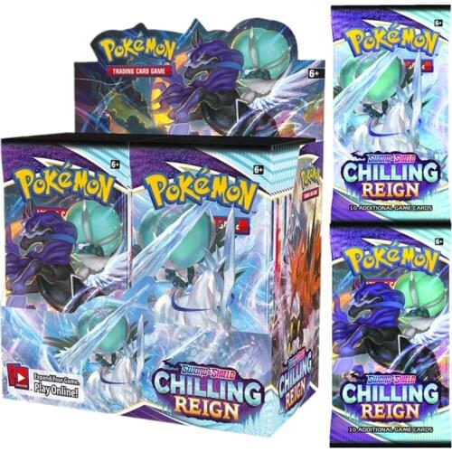 360Pcs Pokemon TCG: Sword & Shield Chilling Reign Booster Display Box Calyrex Vmax Trading Card Game Collectible Kids Toys