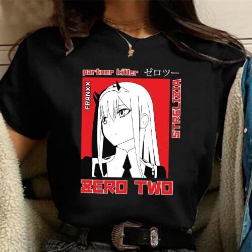 Kawaii Japanese Anime Darling In The Franxx Zero Two T Shirt Women Harajuku Graphic Tees Tops Unisex Tshirt Female T-shirt Manga