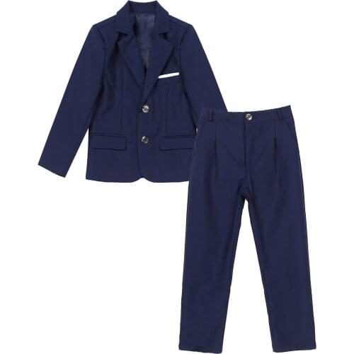 Kids Boys Formal Gentleman Suit Ceremony Wedding Campus Student Tuxedo Dress Kids Costume Childrens Blazer Pants Clothing Set