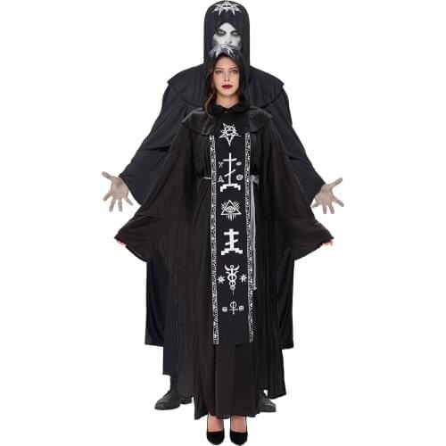 Halloween Adult Costumes For Men And Women Couple Wizard Robe Costume Evil Wizard Vampire Cosplay Costumes