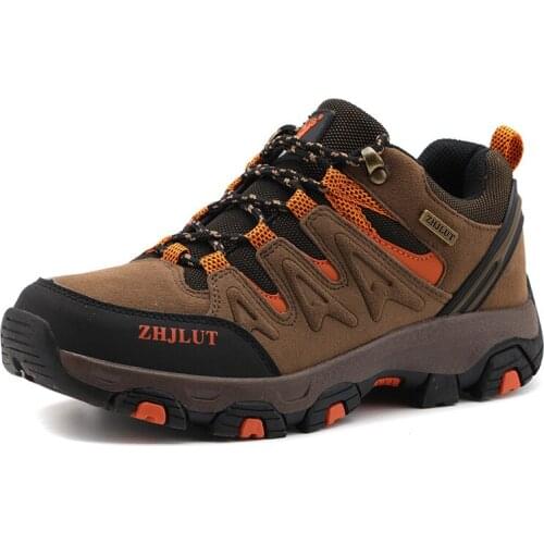 Outdoor Hiking Shoes Couple Leather Trekking Sneakers Waterproof Non Slip Comfortable Travel Camping Upstream Shoes Men Women