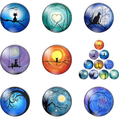 Beauty Colorful Magic Lifetree Round Photo Glass Cabochon Demo Flat Back Making Findings Handmade DIY Accessories