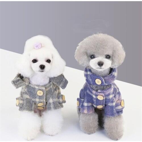 Plaid Dog Coat Winter Warm Puppy Outfit Pet Hooded Jacket Thicken Cat Doggy Jumpsuit Costumes Kitten Windbreak Hoodies Clothes