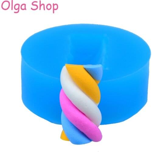 KYL026 18mm Half Marshmallow Swirl Candy Silicone Mold - Rainbow Candy Cane Mold Chocolate Fondant Resin Polymer Clay Mould