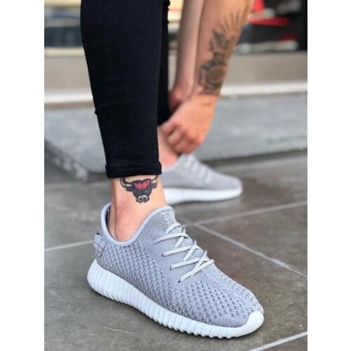 BA0010 Lacing Modeled Casual Base Gray Linen Men 'S Sports Shoes