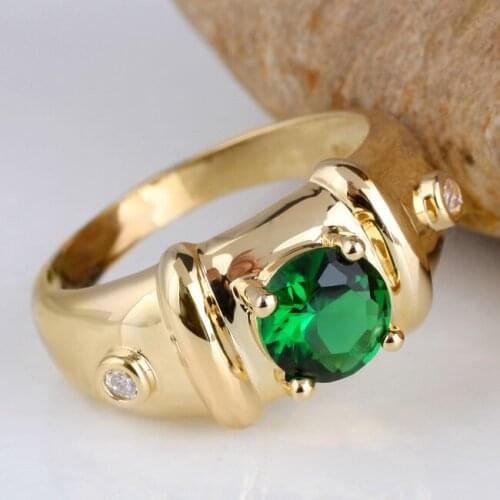 Men 7mm Round Stone Gold Color Ring Size 10 11 12 Gift For Husband Jewelr R115J