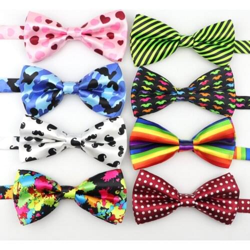 Mens Bow Tie Smooth Colorful Lovely Soft Polyester Butterfly Bowtie Pattern Novelty Cravat Bowties Female Male Neckwear