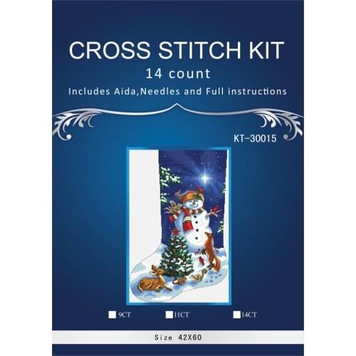 Christmas sock dim08640 Similar DMC thread Handmade Counted Cross Stitch Needlework Set Embroidery Kit Home Decoration