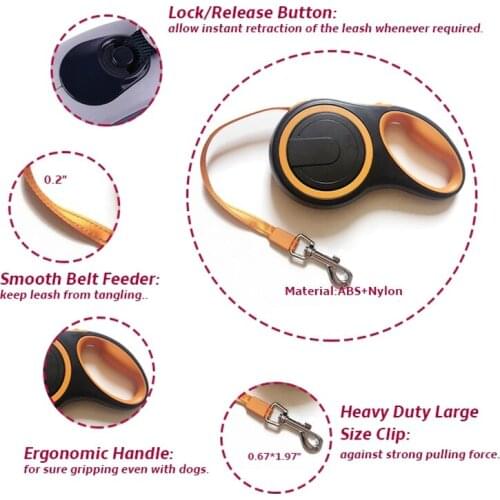 Dog Leash Rope Nylon Dog Leash Extending Puppy Walking Running Leads for Small Medium Dogs Automatic Retractable dog leash