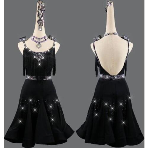 NEW Custom Made Competition Latin/Women/girls Dance Dress Rumba Skirt Ballroom Stage Costumes Tassel Dance Dress